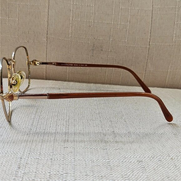 Vintage Luxottica Eyeglasses Frame Gold Tone Unisex Glasses Frame Made in Italy main image 5